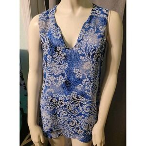 Whimsy Chiffon Fever A Line sleeveless‎ Blouse Blue Mosaic Glass XS Fairy